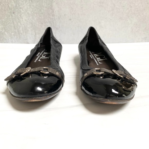 Attilio Giusti Leombruni Black Leather Cap Toe Buckle Flats Size 8.5 - Picture 3 of 11